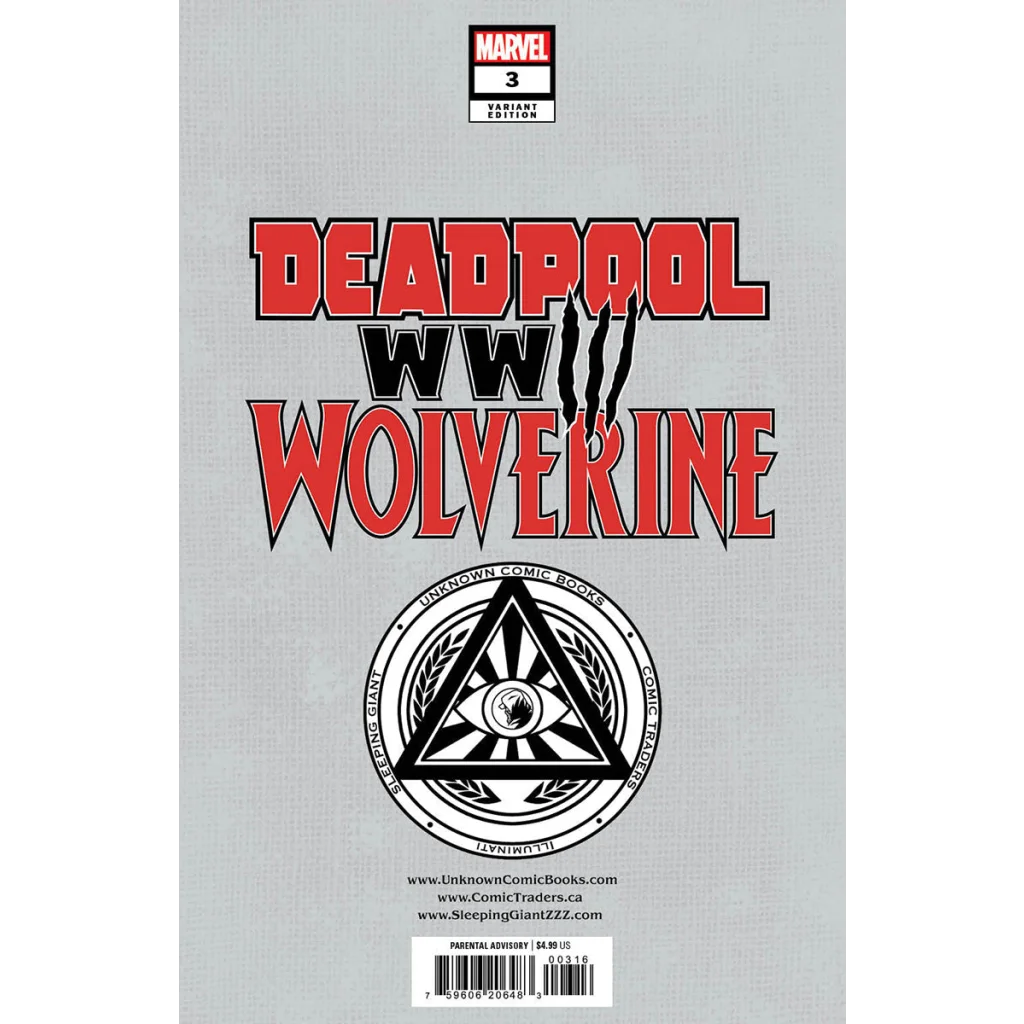 Comic book cover of Deadpool WW Wolverine issue #3 by Tyler Kirkham from Unknown Comics