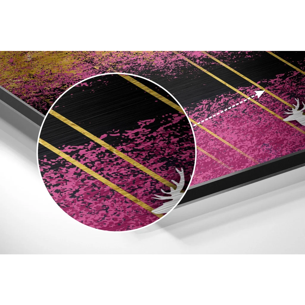Vibrant magenta black deer abstract on brushed aluminium dibond print