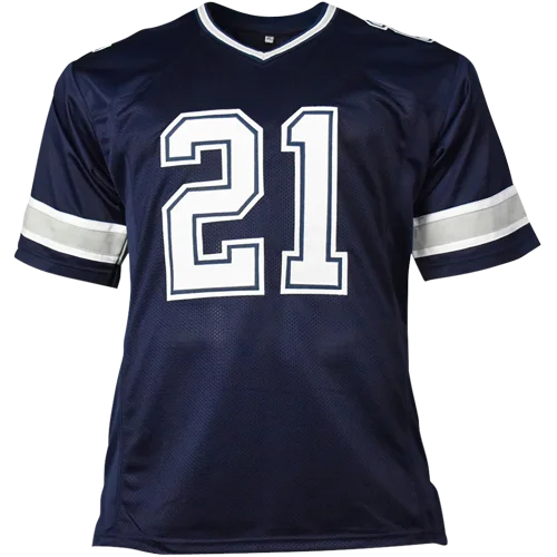 Deion Sanders autographed navy blue Dallas #21 custom jersey