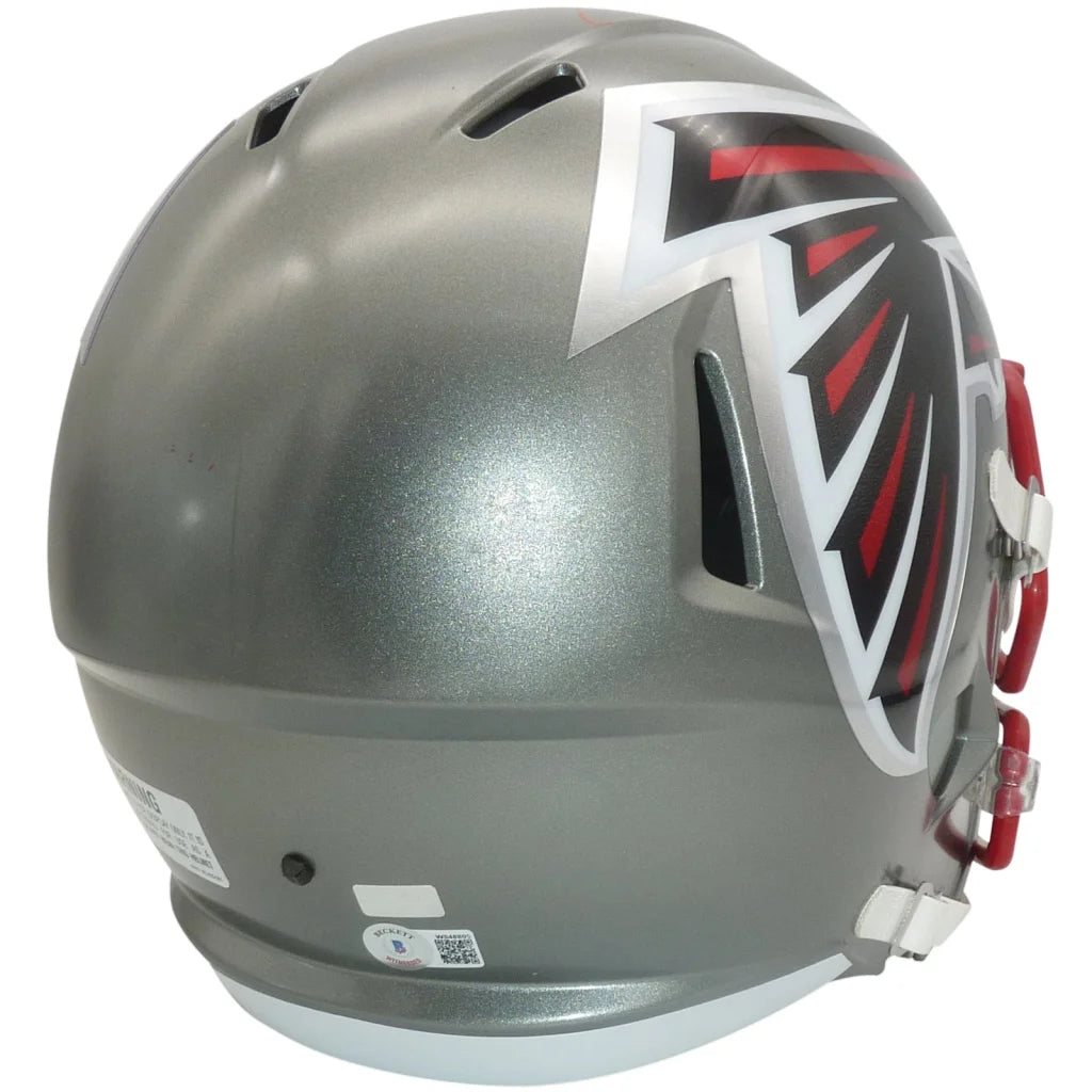 Deion Sanders autographed Atlanta Falcons silver helmet with black red accents