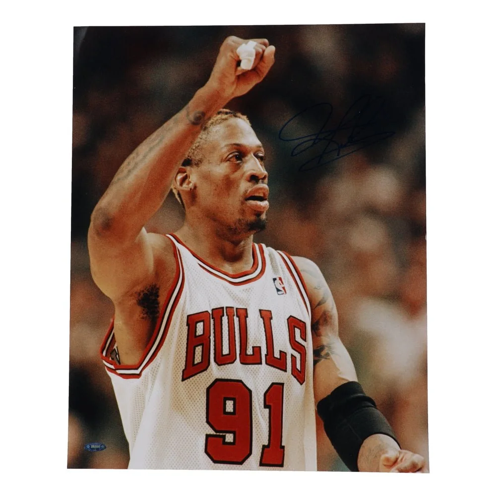 Autographed Dennis Rodman Chicago Bulls jersey with Tristar hologram authentication