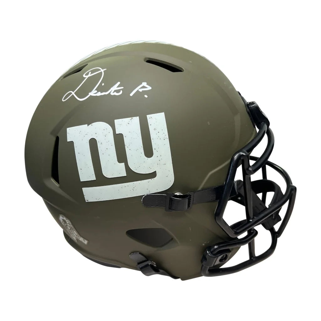 Deonte Banks signed olive green New York Giants mini helmet
