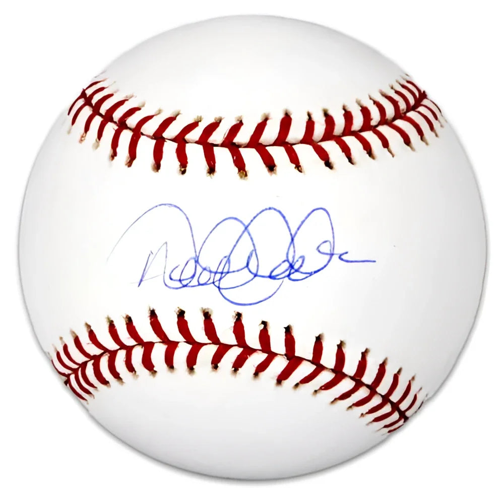 Derek Jeter autographed MLB baseball with red stitching and blue signature