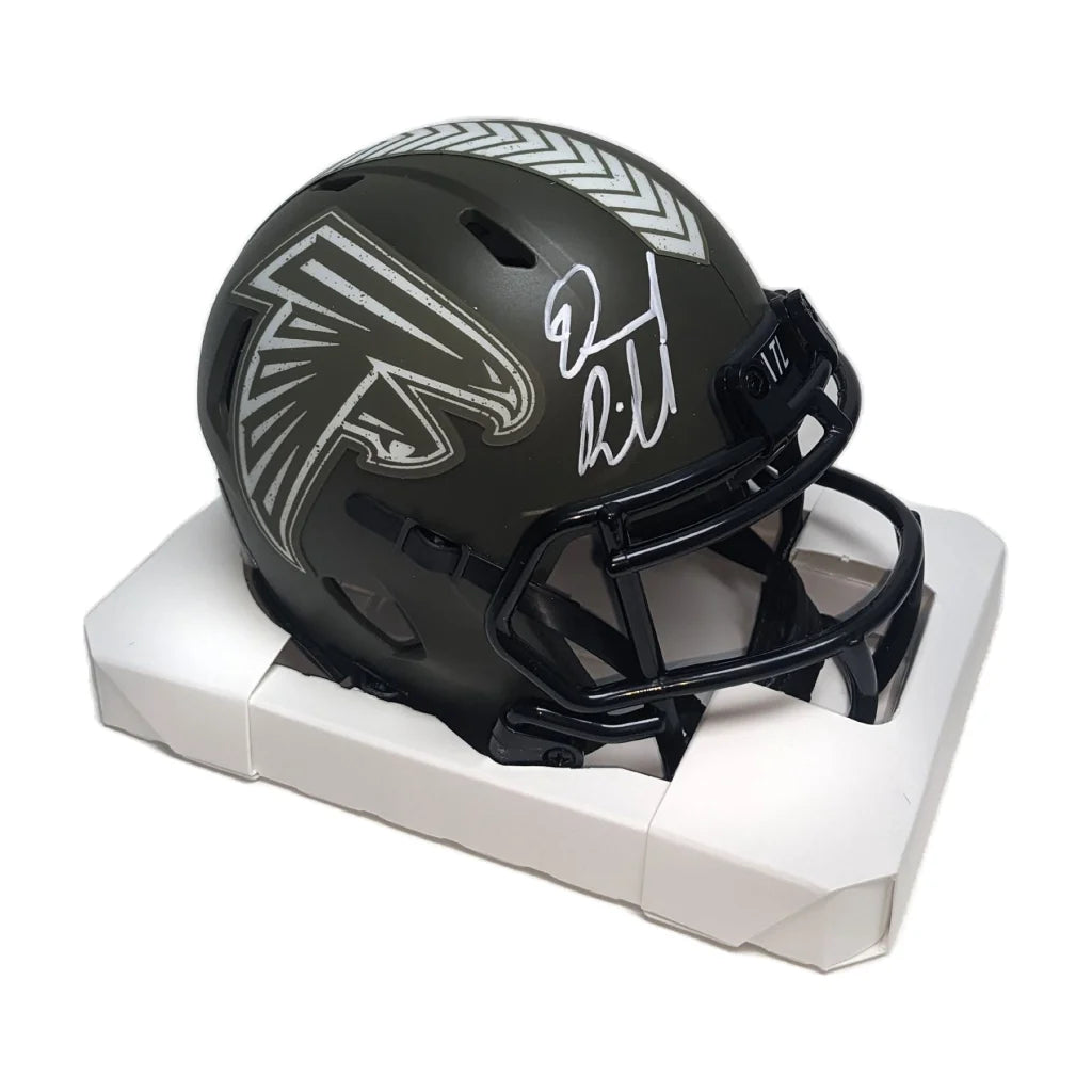 Desmond Ridder signed black silver Falcons Salute mini helmet with Beckett COA