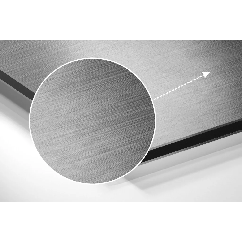 Brushed aluminium dibond wall art panel with sleek stainless finish