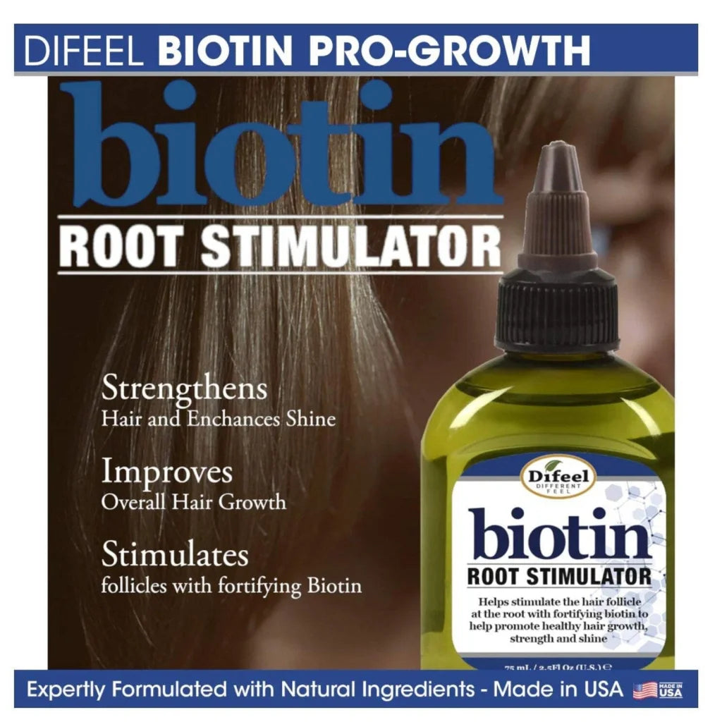Difeel biotin pro-growth root stimulator green glass bottle 2.5 oz