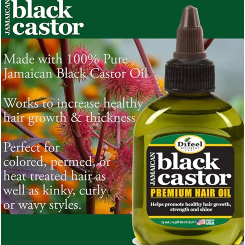 Difeel Jamaican Black Castor Premium Hair Oil 2.5 oz green bottle