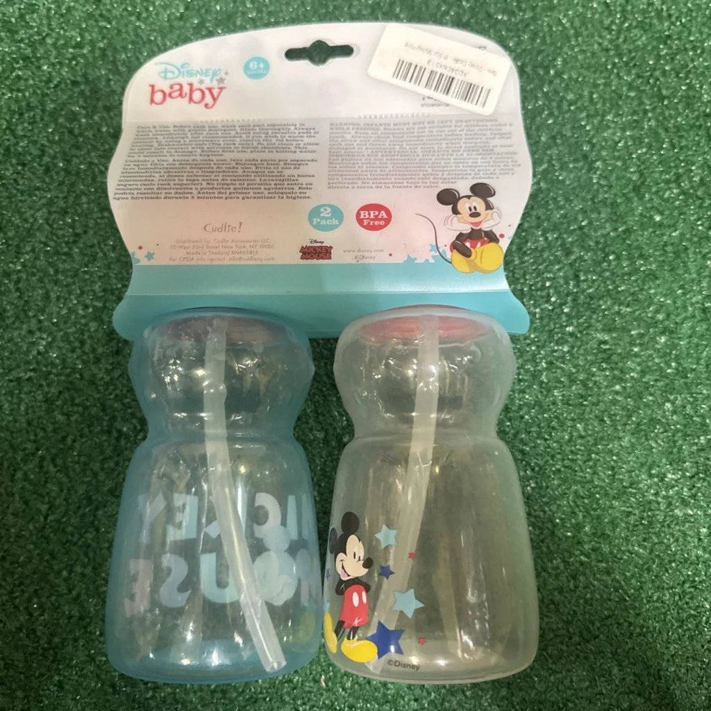 Disney Baby Mickey Mouse sippy cups 10 oz 2 pack with clear bottles