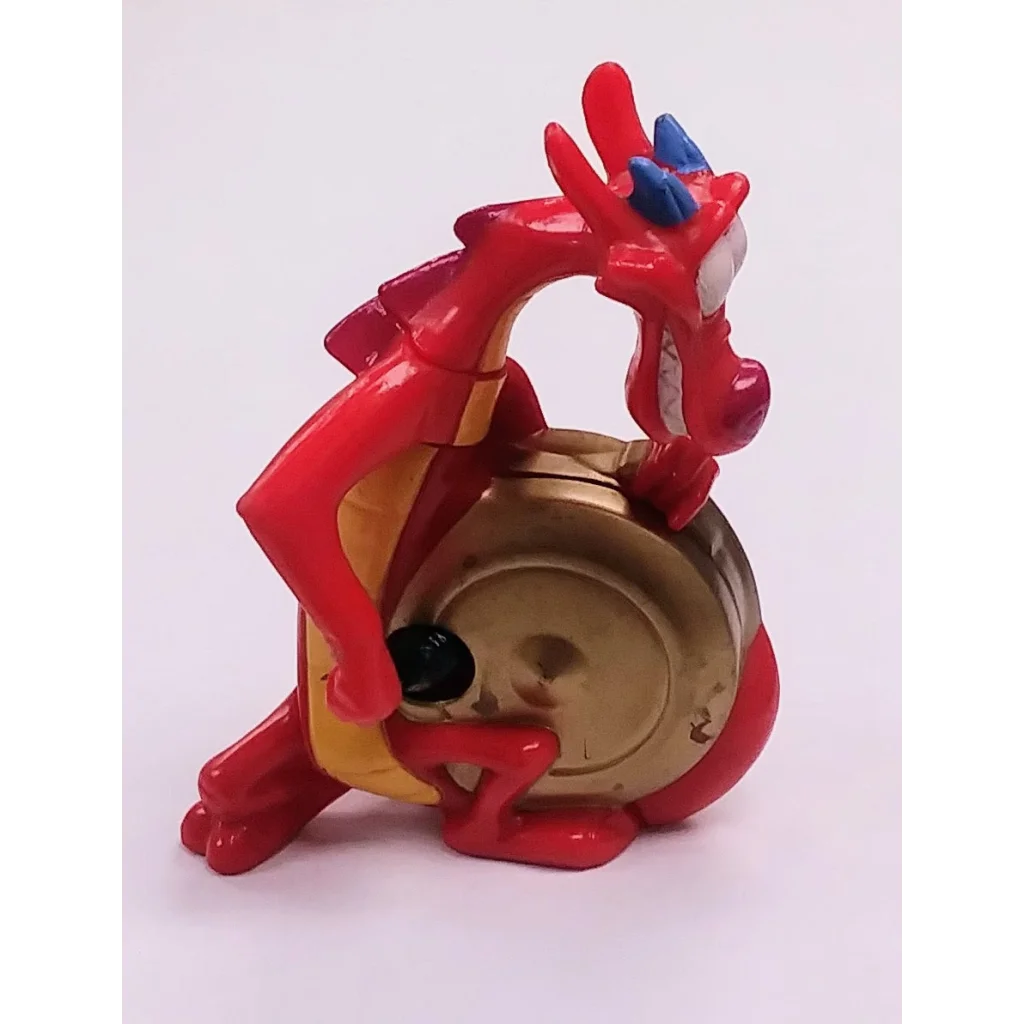 Vintage 1998 McDonalds Mushu Happy Meal Toy: red plastic dragon with blue eyes, yellow belly