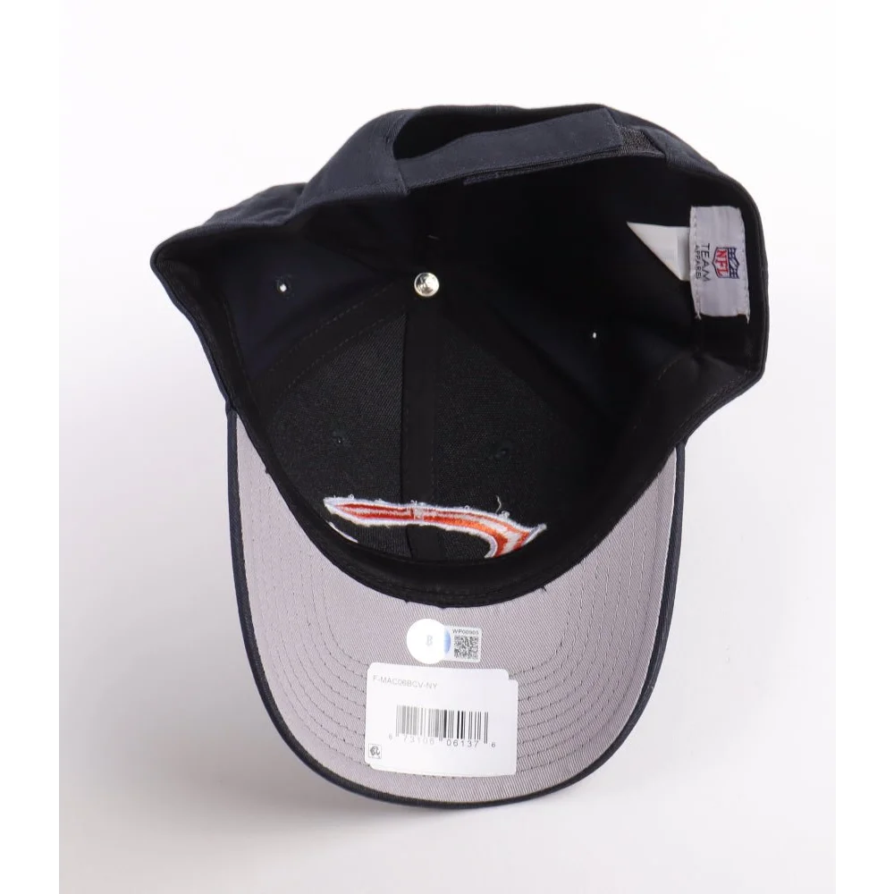 Black Chicago Bears cap signed by DJ Moore with gray underside brim and Beckett Auth