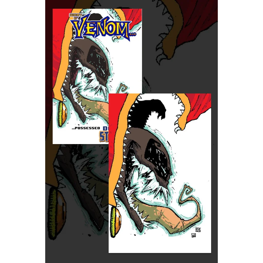 Eddie Brock Venom symbiote comic cover in black and white