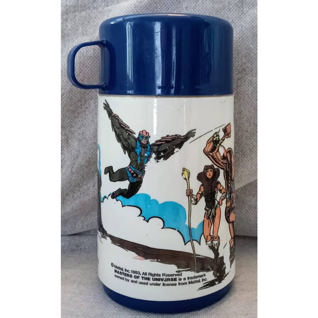 1980s He-Man She-Ra universe thermos with Skeletor design