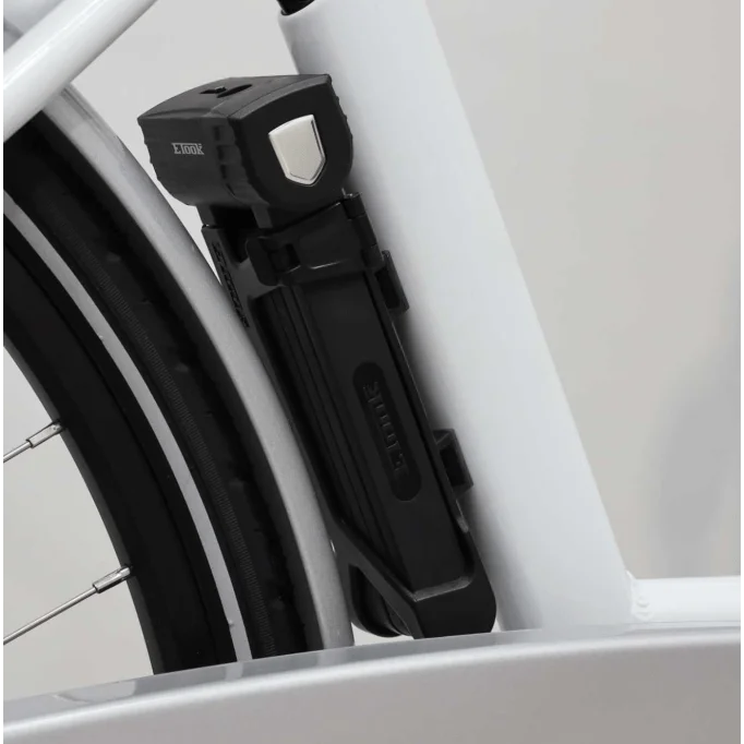 Etook ET490L folding plate lock on white bike frame for ultimate security