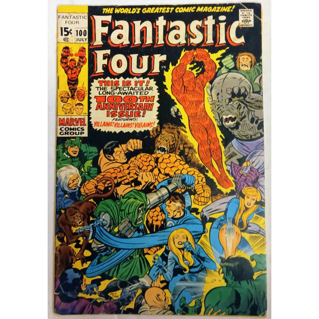 1960s Fantastic Four Marvel Comics July issue 100 cover art