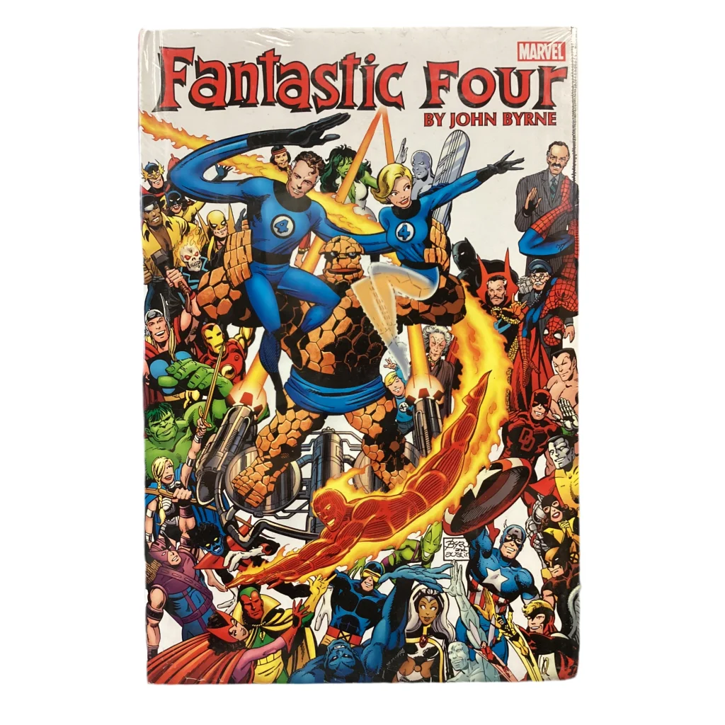 Colorful Fantastic Four John Byrne Omnibus comic book cover with Marvel characters