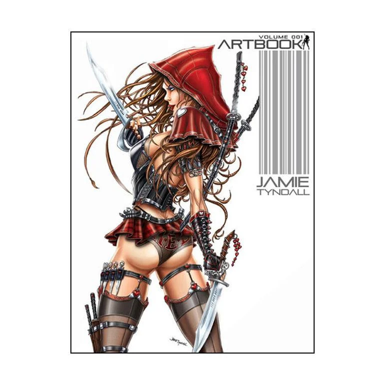 Fierce red hooded fantasy warrior in black red leather outfit with swords art