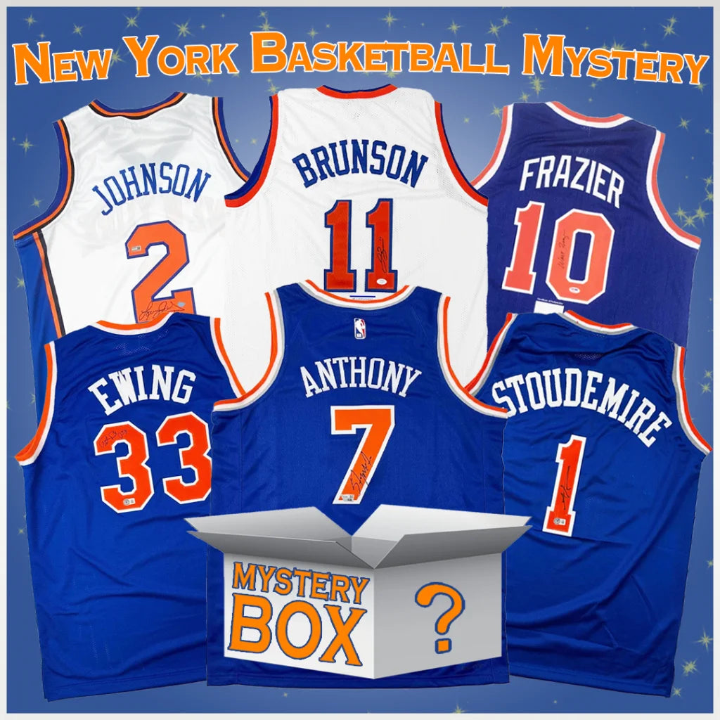 Five autographed New York basketball jerseys with a mystery box for Knicks fans