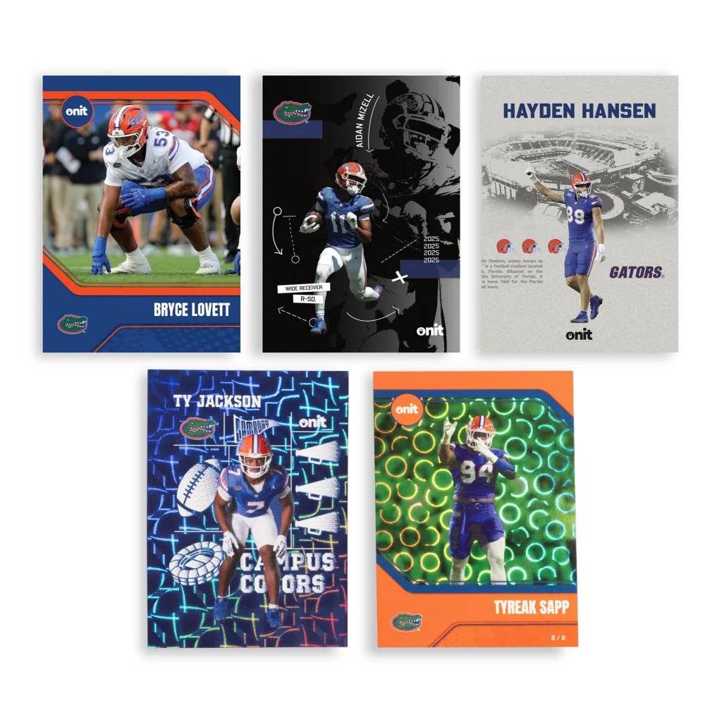 Florida Gators blue orange football trading cards in platinum box