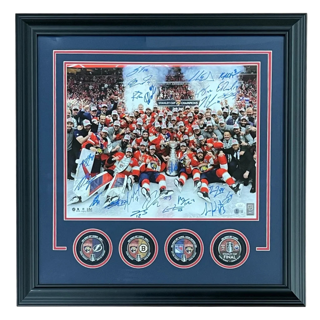 Florida Panthers 2024 Stanley Cup autographed framed photo with 23 signatures