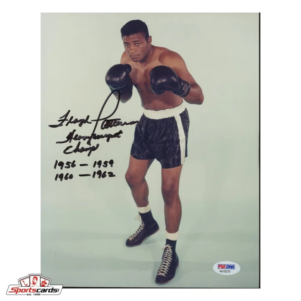 Floyd Patterson signed black white boxing glove with red accents PSA DNA COA