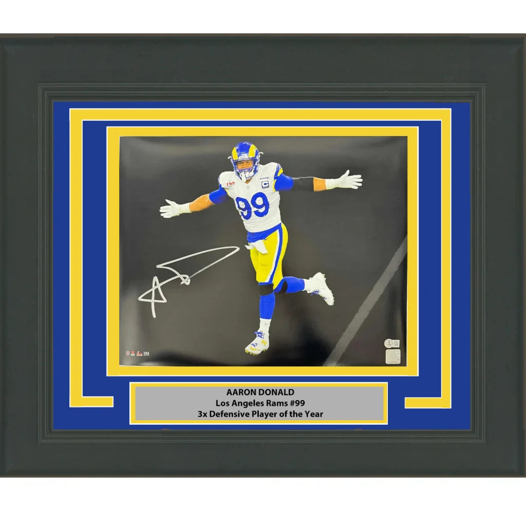 Framed signed Aaron Donald LA Rams 16x20 photo JSA COA
