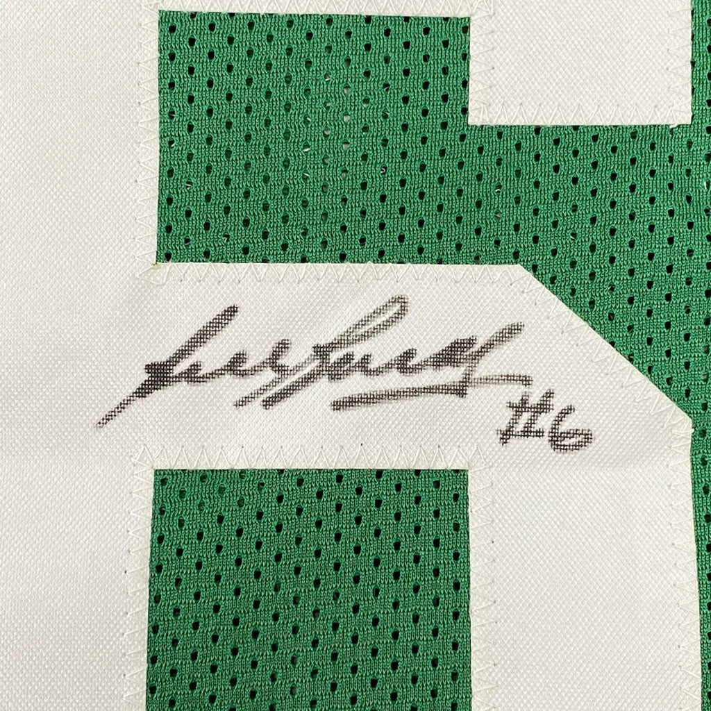 Framed Autographed Bill Russell 35x39 Boston Green Basketball Jersey Hollywood Collectibles COA | Certified Authentic Signed Memorabilia | vintageantiquesgifts.com