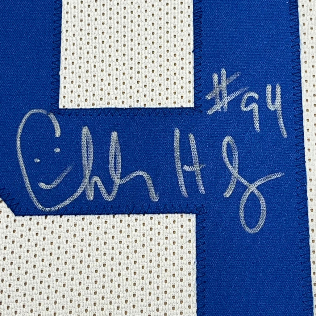 Signed Eli Manning #94 royal blue jersey for man cave