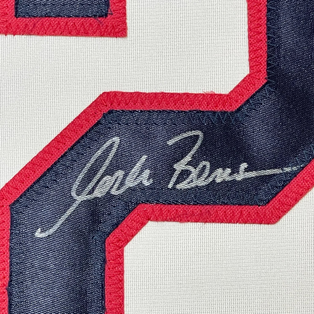 Framed Autographed Corbin Bernsen Roger Dorn 35x39 Major League Cleveland Baseball Jersey JSA COA | Certified Authentic Signed Memorabilia | vintageantiquesgifts.com