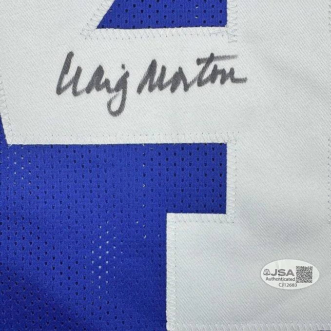 Framed Autographed Craig Morton 35x39 Dallas Blue Football Jersey JSA COA | Certified Authentic Signed Memorabilia | vintageantiquesgifts.com