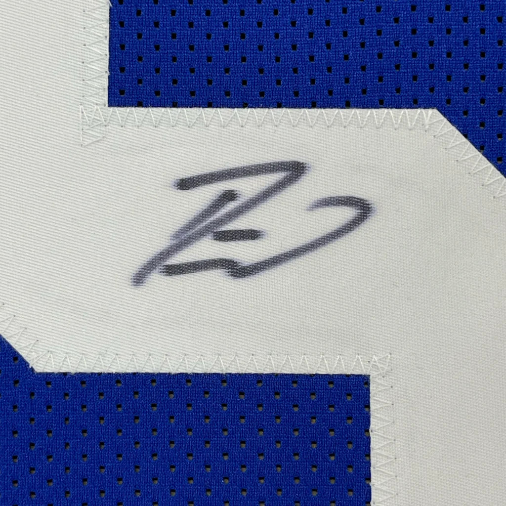 Framed autographed Darius Shaquille Leonard blue Indianapolis Colts jersey with JSA COA