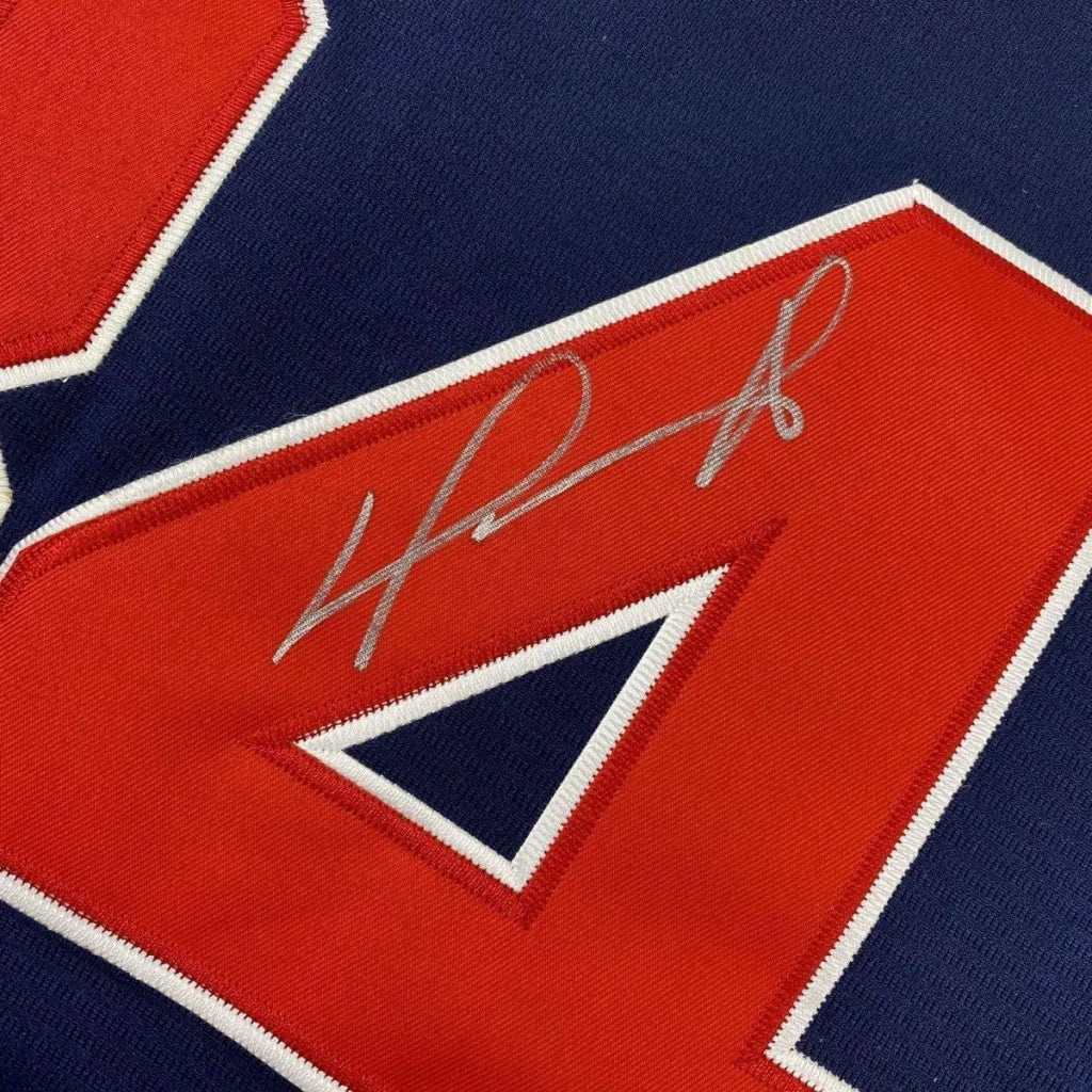 Framed Autographed David Ortiz 35x39 Boston Blue Baseball Jersey JSA COA | Certified Authentic Signed Memorabilia | vintageantiquesgifts.com