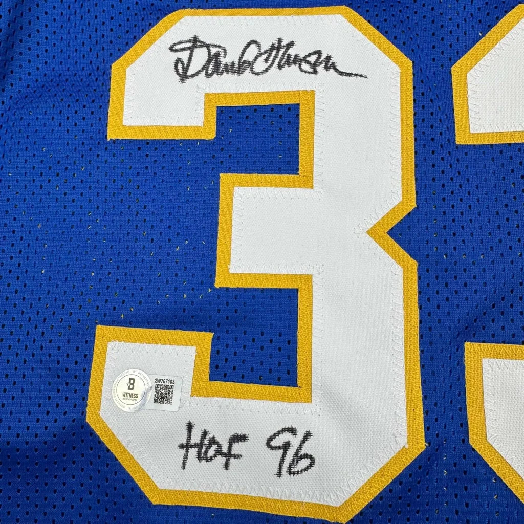 Framed autographed David Thompson HOF 96 Denver blue retro basketball jersey with number 3