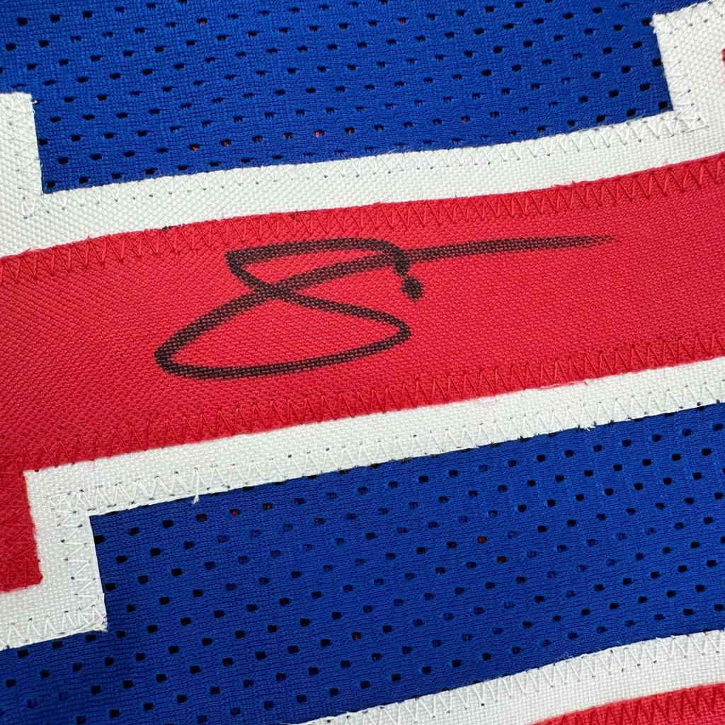 Blue and red DeMar DeRozan autographed jersey for your man cave display