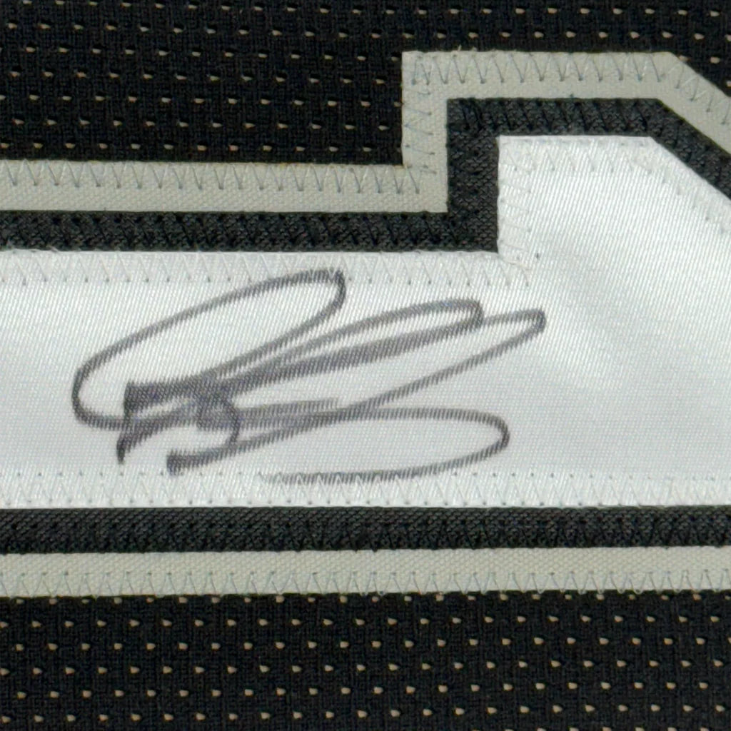 Framed Autographed Dennis Rodman 35x39 San Antonio Black Basketball Jersey PSA/DNA COA | Certified Authentic Signed Memorabilia | vintageantiquesgifts.com