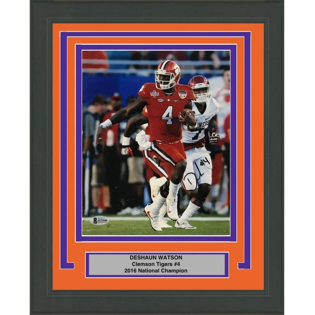 Framed Autographed Deshaun Watson Clemson Tigers 8x10 College Football Photo Beckett BAS COA #2 | Hall of Fame Sports Memorabilia | vintageantiquesgifts.com