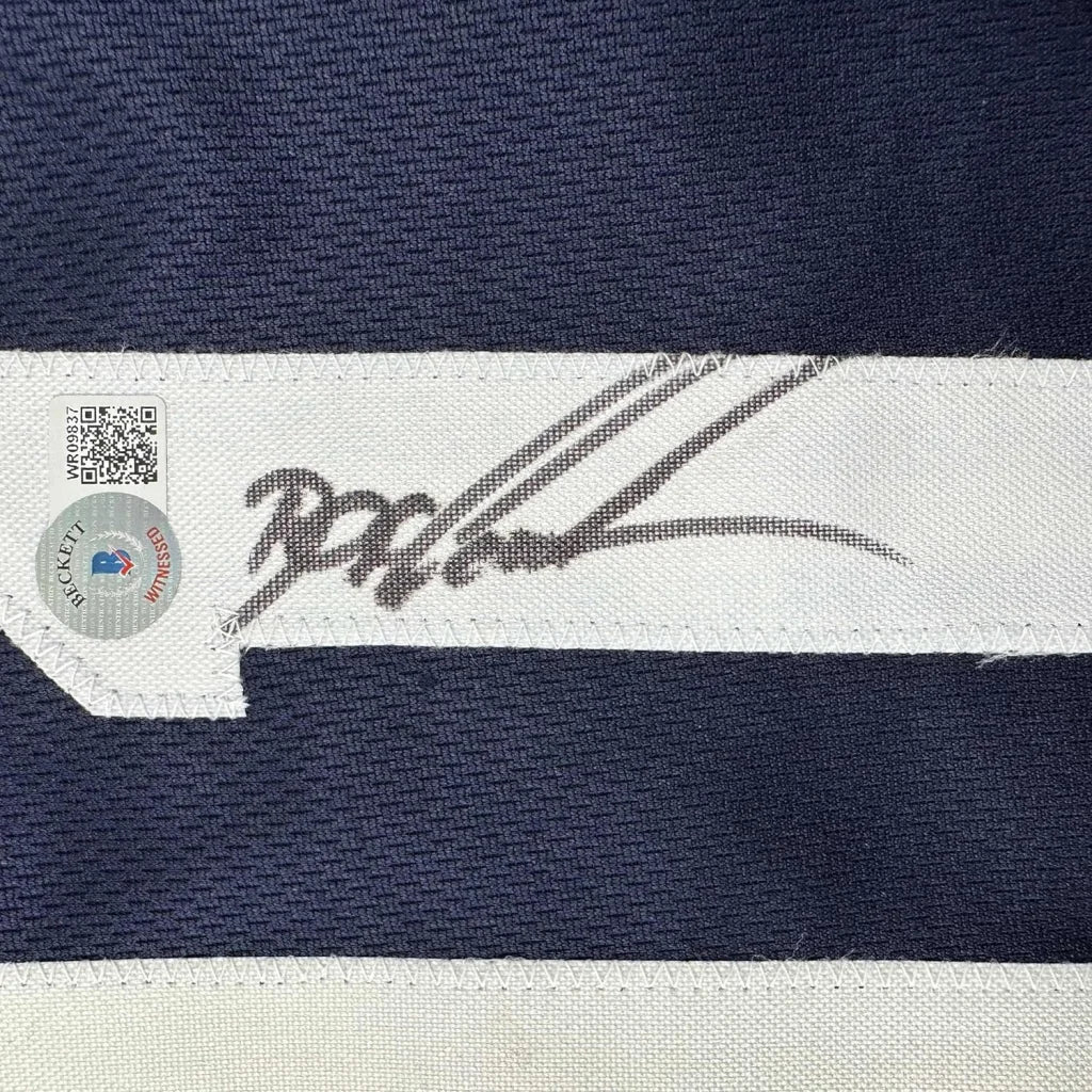 Framed Autographed Dwight Doc Gooden 35x39 New York Blue Baseball Jersey Beckett BAS COA | Certified Authentic Signed Memorabilia | vintageantiquesgifts.com