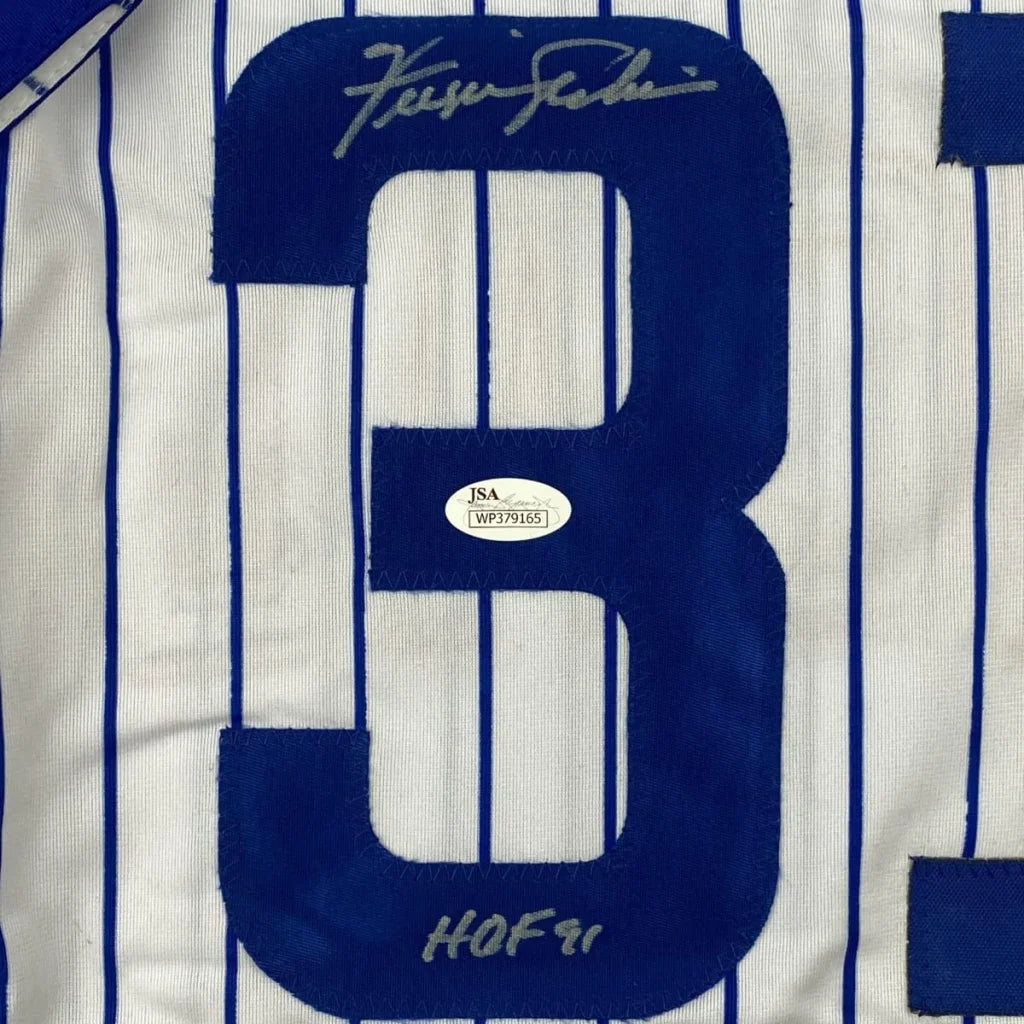 Framed autographed Fergie Jenkins Chicago pinstripe jersey with number 3