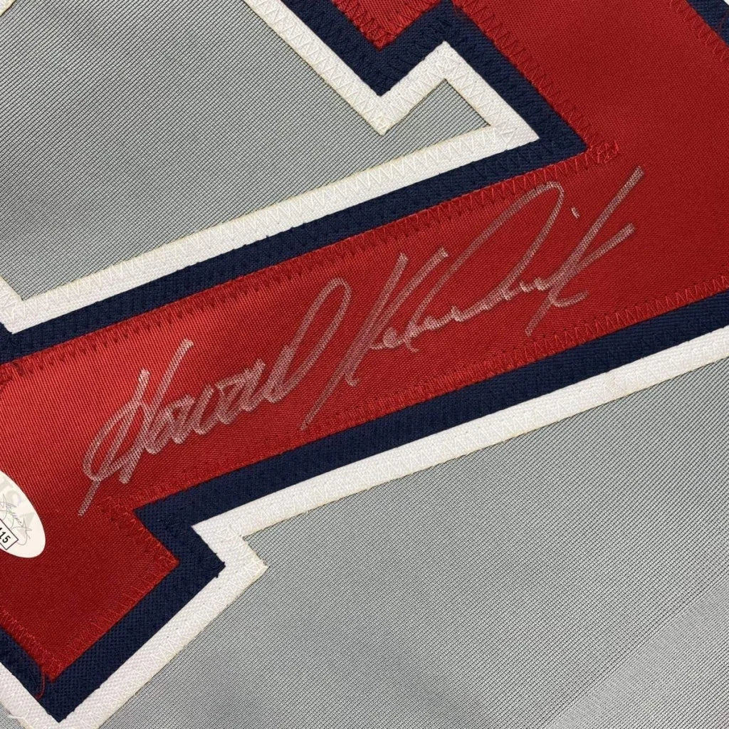 Autographed Washington Grey Baseball Jersey professionally framed for display