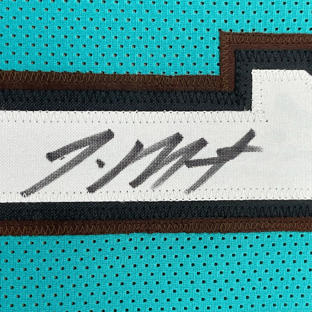 Framed Autographed Ja Morant 35x39 Memphis Teal Basketball Jersey JSA COA | Certified Authentic Signed Memorabilia | vintageantiquesgifts.com