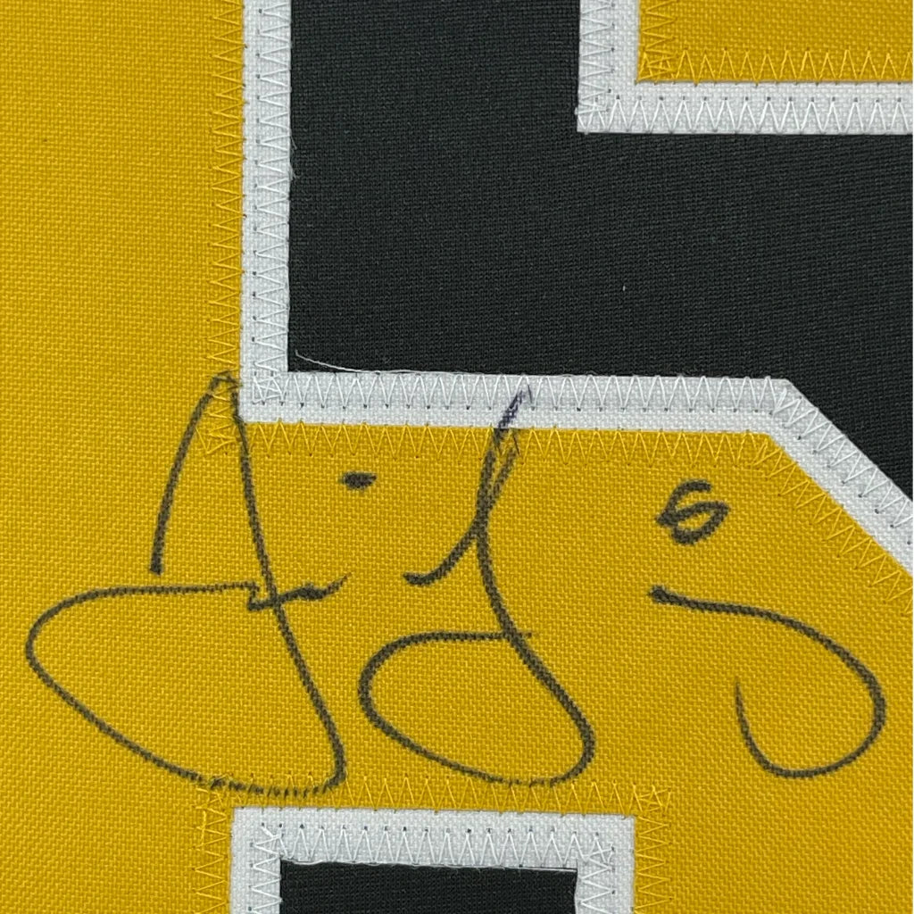 Autographed yellow and black Jaromir Jagr hockey jersey perfect for your man cave