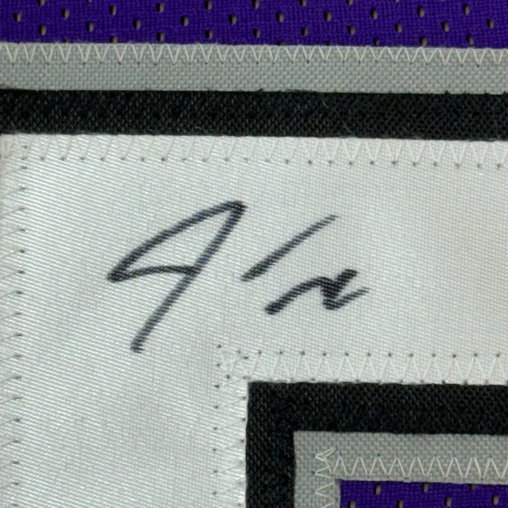 Autographed Williams 55 Purple Basketball Jersey fabric ready to hang with photos