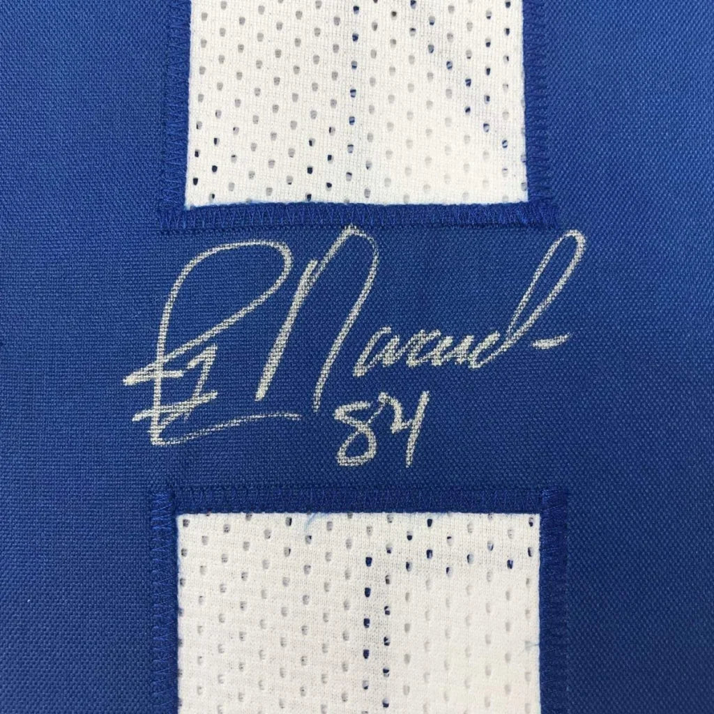 Autographed Jay Novacek Dallas White blue jersey professionally framed for display
