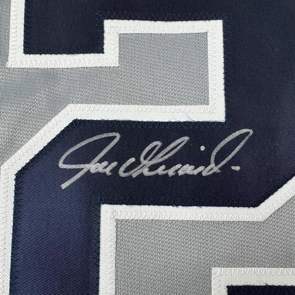 Framed autographed Joe Girardi New York Yankees gray jersey number 20 back