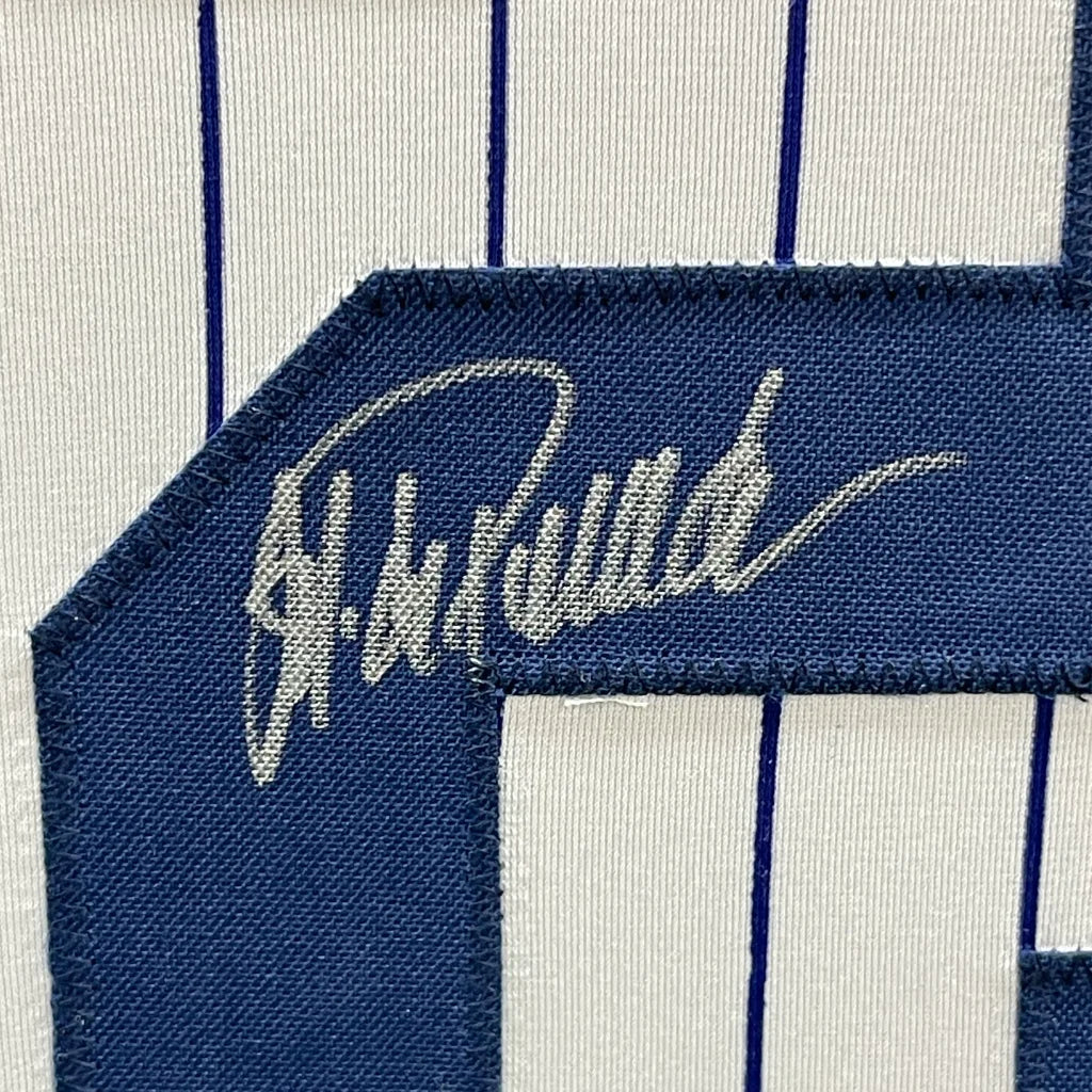 Framed Autographed Jorge Posada 35x39 New York Pinstripe Baseball Jersey Beckett BAS COA | Certified Authentic Signed Memorabilia | vintageantiquesgifts.com