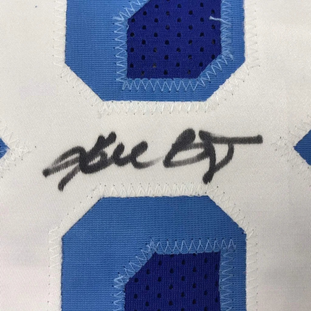 Framed autographed Kobe Bryant blue LA retro basketball jersey number 8 with signature and PSA/DNA COA