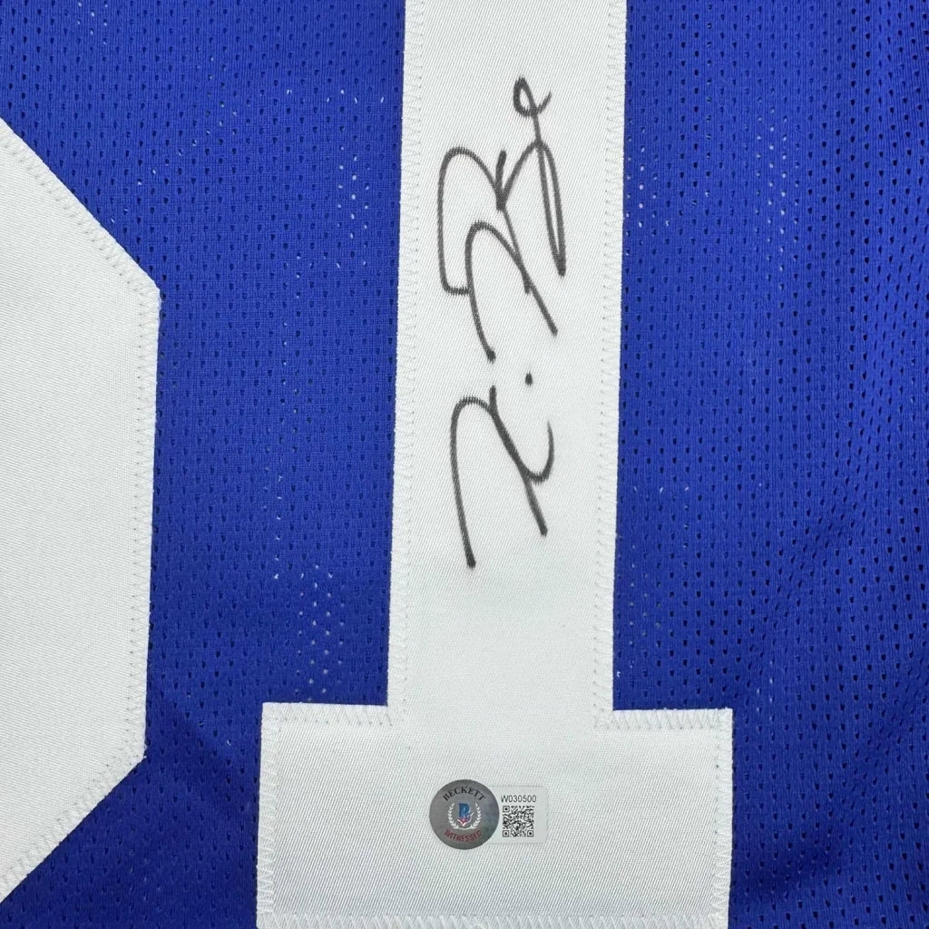Framed Autographed Kwity Paye 35x39 Indianapolis Blue Football Jersey Beckett BAS COA | Certified Authentic Signed Memorabilia | vintageantiquesgifts.com