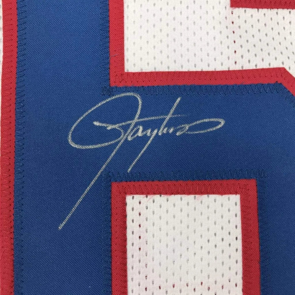 Framed autographed Lawrence Taylor New York Giants jersey with Gaylord signature