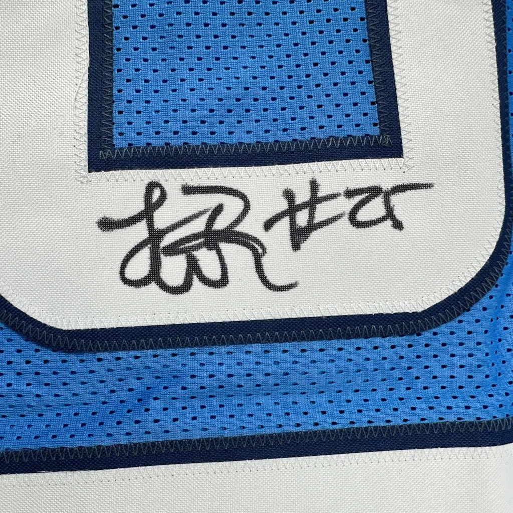 Framed autographed LenDale White Tennessee light blue football jersey JSA COA