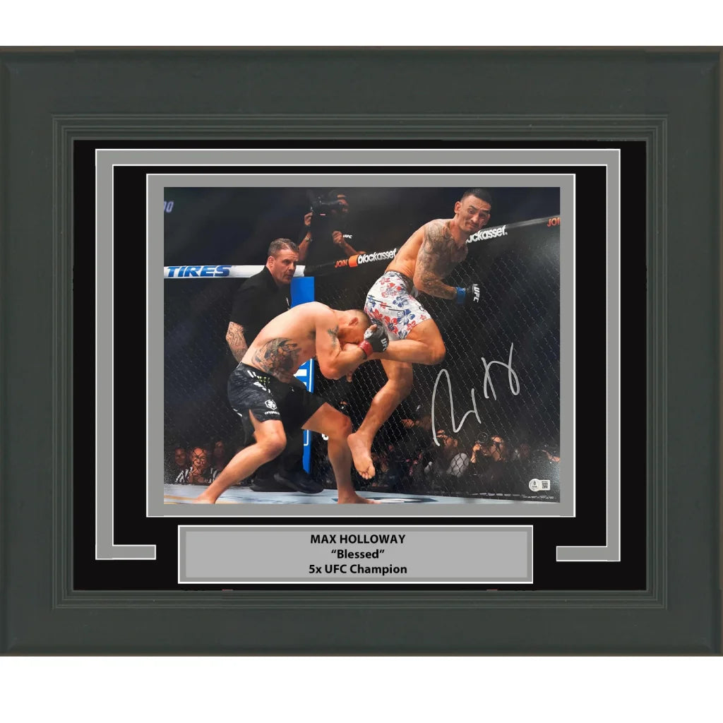 Framed Autographed Max Holloway UFC MMA Ultimate Fighting 16x20 Photo Beckett BAS JSA COA | Hall of Fame Sports Memorabilia | vintageantiquesgifts.com
