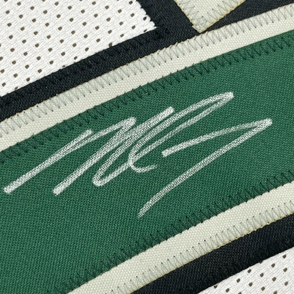 Framed Autographed Michael Mike Vick 35x39 Philadelphia White Football Jersey PSA/DNA COA | Certified Authentic Signed Memorabilia | vintageantiquesgifts.com